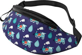 Generic Blue Retro Style Steam Train Belt Bag Waist Pack Adjustable Bumbags For Women Sport Outdoors 14X35Cm