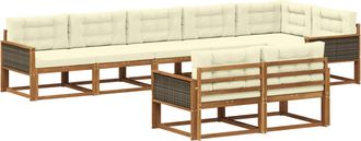 vidaXL Conjunto De Sof&aacute;s De Exterior 8 Uds. Natural Y Crema Vidaxl