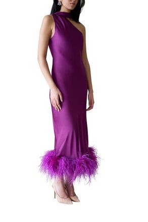 VASILIKI Liya One Sleeve Silky Maxi Dress in Amethyst at Nordstrom, Size X-Small