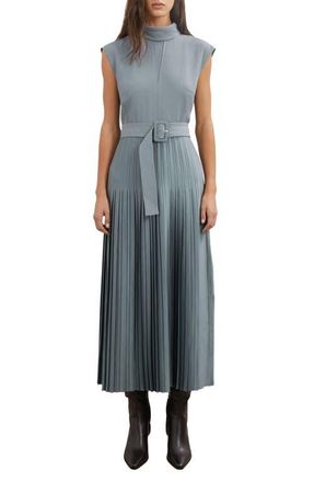 Reiss Ania Belted Pleated Maxi Dress in Blue at Nordstrom, Size 10 Us
