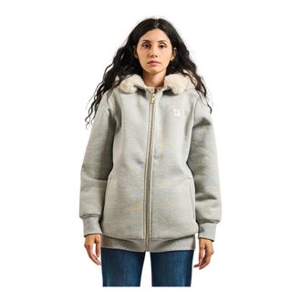 Fracomina Grey Padded Sweatshirt with Faux Fur