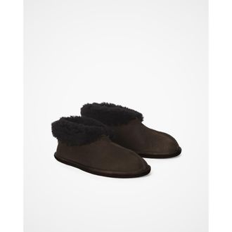 Celtic & Co. British Shearling Bootee Slippers in Mocca at Nordstrom, Size 13
