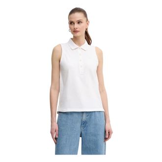 GANT Mouwloze Poloshirt - Dames - Tops zonder mouwen - Wit - M - Katoen - Tops