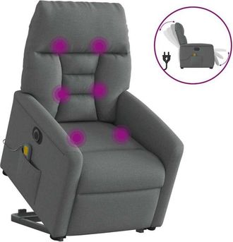 vidaXL Vidaxl - Sill&oacute;n De Masaje El&eacute;ctrico Reclinable Elevable Tela Gris Oscuro