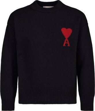 Ami Oversized Wool Sweater With Signature Logo