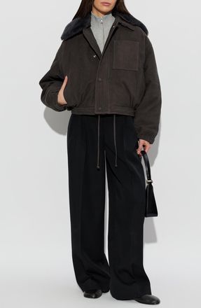 Victoria Beckham Suede Jacket With Fur Collar, Womens, Brown