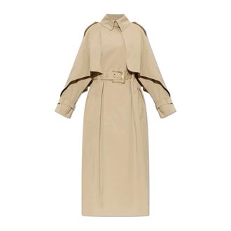 Balmain Trench in Gabardine di Cotone Lungo - - Coats - Donna - Beige - 2XS