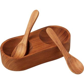 Be Home Salt & Pepper Cellar with Spoons in Teak at Nordstrom