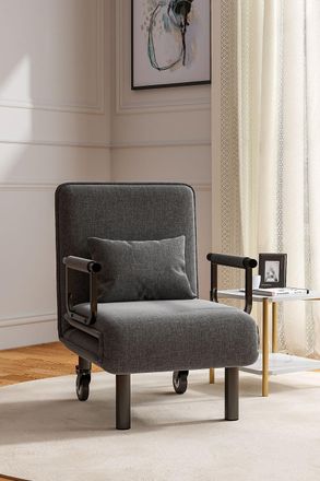 Living and Home 3-in-1 Lounge and Sofa Bed with Wheels in Grey