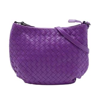Bottega Veneta Pre-owned Woven Nappa Crossbody Bag - Dames - Pre-owned - Paars - Maat: ONE Size Zijde