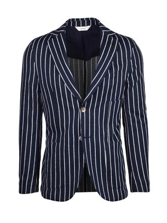 Paoloni Round-Cut Blazer With Vertical Pinstripes
