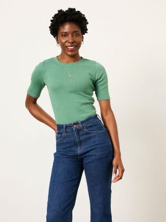 Fat Face FatFace Callie Green Pointelle Top