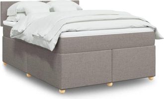 vidaXL Vidaxl - Cama Box Spring Con Colch&oacute;n Tela Gris Taupe 140x200 Cm