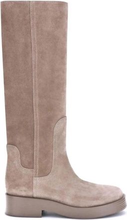 Casadei Elegante kniehoge su&egrave;de laarzen - Dames - Hoge Laarzen - Beige - 38 1/2 EU - Su&egrave;de - Schoenen