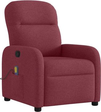vidaXL Sillón de masaje reclinable de tela color vino tinto Vidaxl