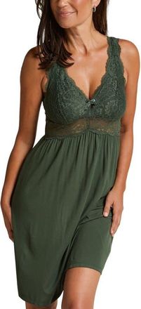 Hunkem&ouml;ller Nora Lace Slip Dress in Green at Nordstrom, Size Xx-Large
