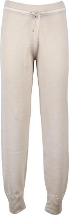 Eleventy Beige Cashmere Trousers with Relaxed Fit and Ribbed Details