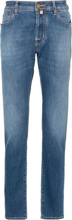 Jacob Cohen Bard Katoen/Linnen Jeans - Heren - Slim Fit Jeans - Blauw - W38 - Katoen - Jeans