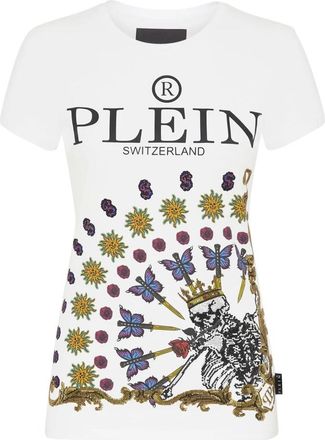 Philipp Plein T-Shirt Ronde Hals Tattoo - Dames - T-shirts - Wit - XS - Katoen - Tops