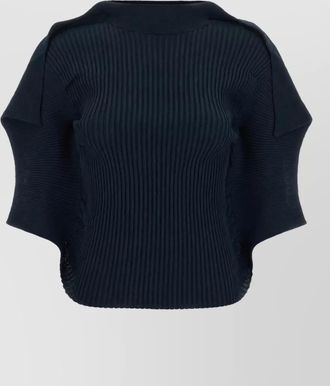 Issey Miyake pleated high-neck short-sleeve knitted top
