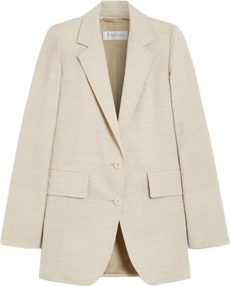 Max Mara Crumpled Texture Wool Jacket - Dames - Blazers - Beige - L - Wol - Jassen