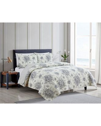 Melange Home Toile Reversible Cotton Quilt Set