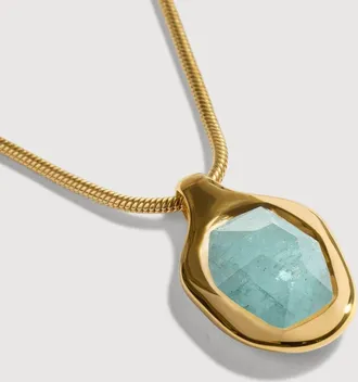 Monica Vinader Gold Odyssey Gemstone Chain Necklace Aquamarine