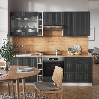 Vicco Mueble De Cocina Fame-line, Antracita Casa De Campo/blanco, 235 Cm, Et Antracita