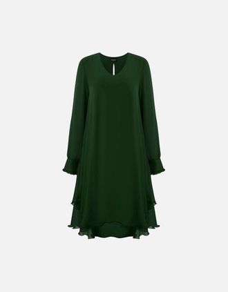 James Lakeland Womens Long Sleeve Green Wave Hem Dress - Size: 10/8