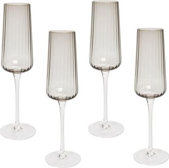 Beliani Beliani - Conjunto De 4 Copas De Champ&aacute;n Sopladas A Mano Gris 23 Cl Quartz