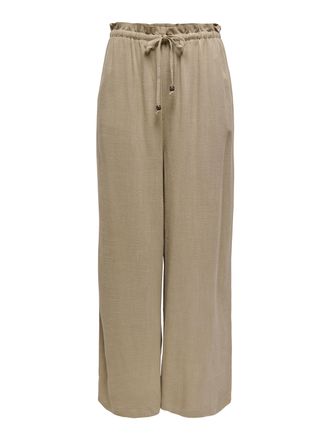 Only Schlupfhose ONLY ONLSOLVI MW LINEN BL PB CULOTTE CC PNT, Damen, Gr. L (40), L&auml;nge 32, braun (coriander), Obermaterial: 80% Viskose, 20% Leinen, unifar