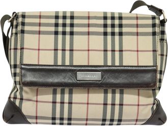 Burberry Nova Check Beige Canvas Shoulder Bag (Pre-Owned)