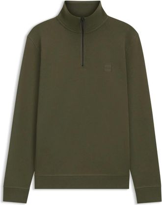 HUGO BOSS Troyer Kraag Sweatshirt - Heren - Sweatshirts - Groen - 2XL - Katoen - Hoodies & sweatvesten