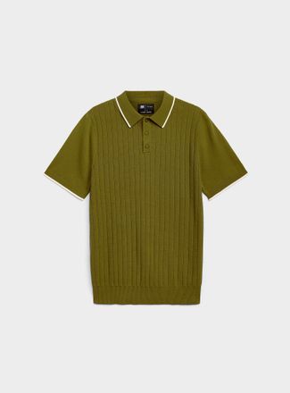 Le 31 Mens Wide-rib knit Polo Shirt