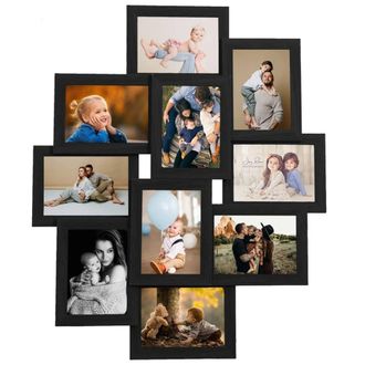 Berkfield Home Collage Photo Frame for 10x(13x18 cm) Picture Black MDF | Size: 13x18 cm
