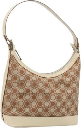 Ferragamo Pre-owned Shoulder Bags, female, Brown, Size: ONE SIZE Pre-owned Canvas Shoulder Bag