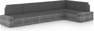 vidaXL Juego Muebles De Jard&iacute;n 5 Pzas Y Cojines Rat&aacute;n Sint&eacute;tico Gris Vidaxl