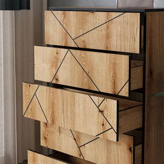 Vicco Aparador Hatto, Roble, 78 X 120 Cm Con 5 Cajones, Vicco