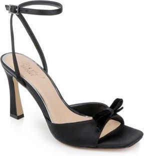 Badgley Mischka Elisha Ankle Strap Sandal in Black Satin at Nordstrom Rack, Size 6.5