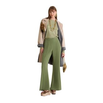 Maliparmi Wide Trousers, female, Green, Size: XS Sabl&egrave; Crepe Trousers