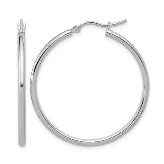 Diamond2Deal 14K Gold 2x35mm Round Shape Hoop Earrings