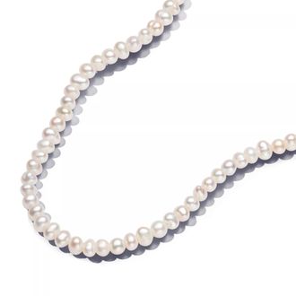 Pandora Necklaces - 14k Gold-plated T-bar collier with treated freshwa - white - Necklaces for ladies