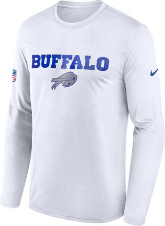 Nike Buffalo Bills Rivalries Collection Sideline Legend Small Logo Nike Mens Dri-FIT NFL Long-Sleeve T-Shirt in White | 02TJ10A81-266