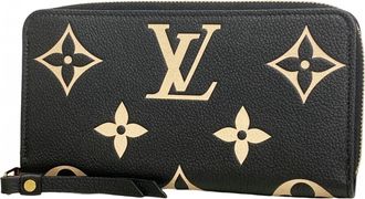 Louis Vuitton Beige Black Long Wallet (Bi-Fold) (Pre-Owned)
