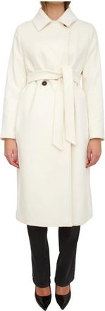 Max Mara Bcollag Coat - Dames - Jas met riem - Wit - S - Wol - Jassen