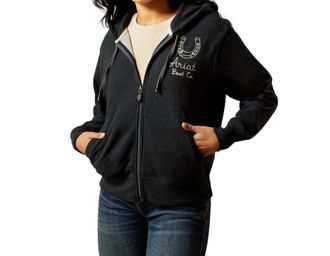 Ariat Stitched Full Zip Hoodie In Charcoal Heather