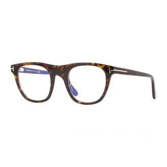 Tom Ford Eyeglasses Square Full Rim, Shiny Black Frame And Clear Blue Light Block With Magnetic Clip-On Lens Ft5895-B001