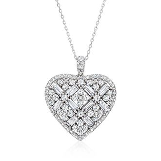 Ross-Simons CZ Heart Pendant Necklace in Sterling Silver