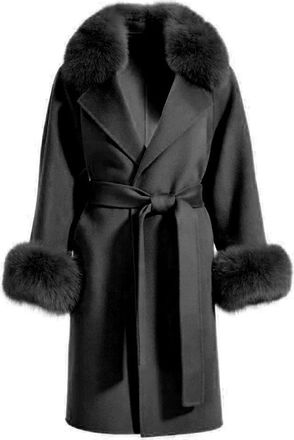 Wanan Luxury Chiara Black Cashmere Blend Coat