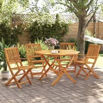 Berkfield Home 5 Piece Folding Garden Dining Set Solid Wood Acacia in Brown